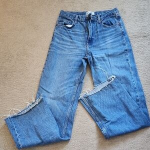 Zara Womens Distressed Blue Relaxed Jeans